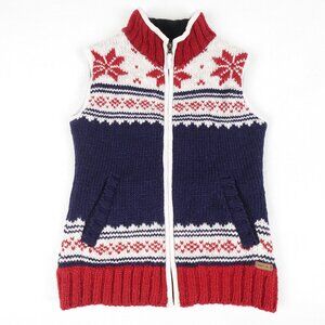 Laundromat Thick Knit Wool Sweater Vest Women's Small Fleece Lined Zip Up